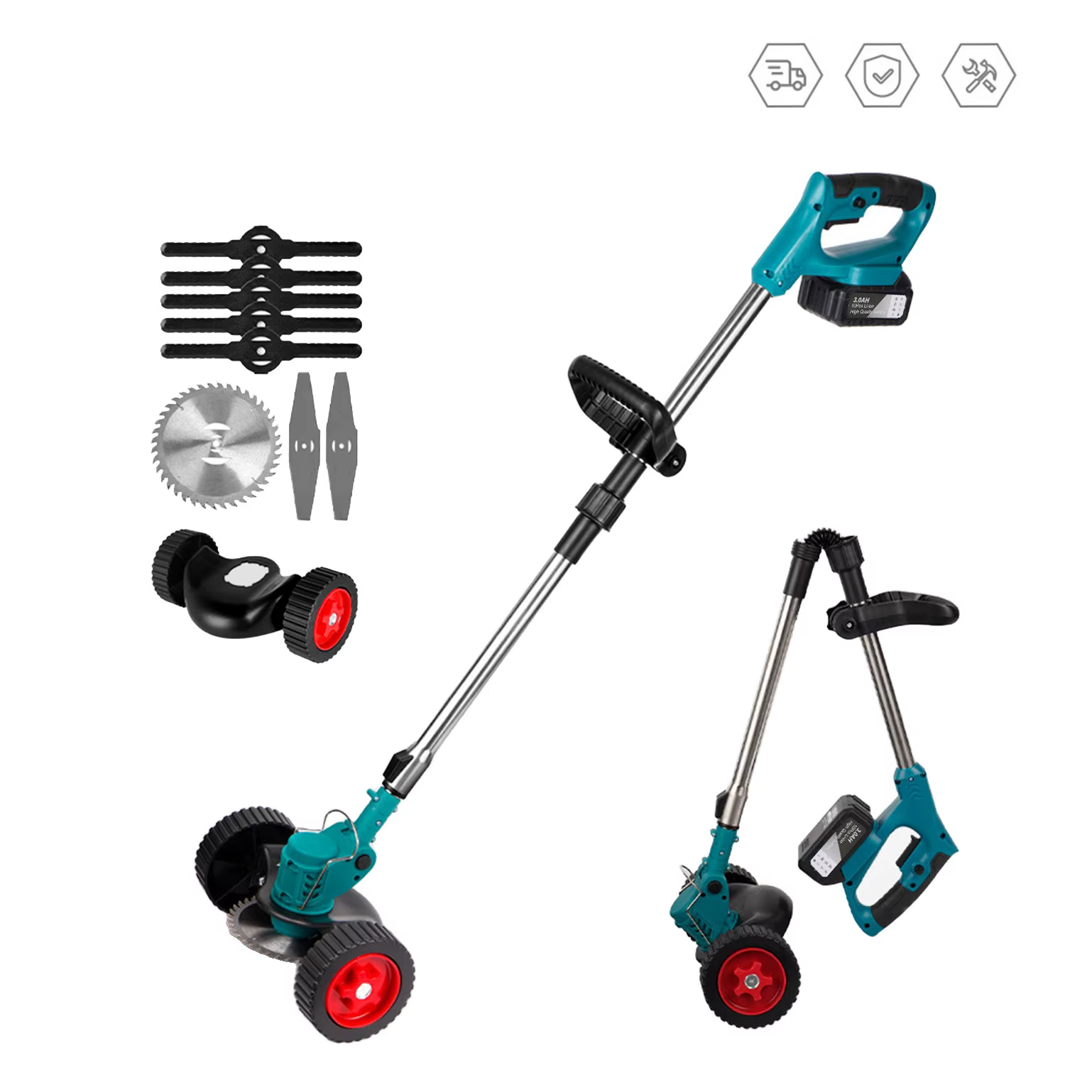 Makita – tondeuse à gazon électrique pliable et réglable, longueur 100-135cm, coupe-herbe de jardin