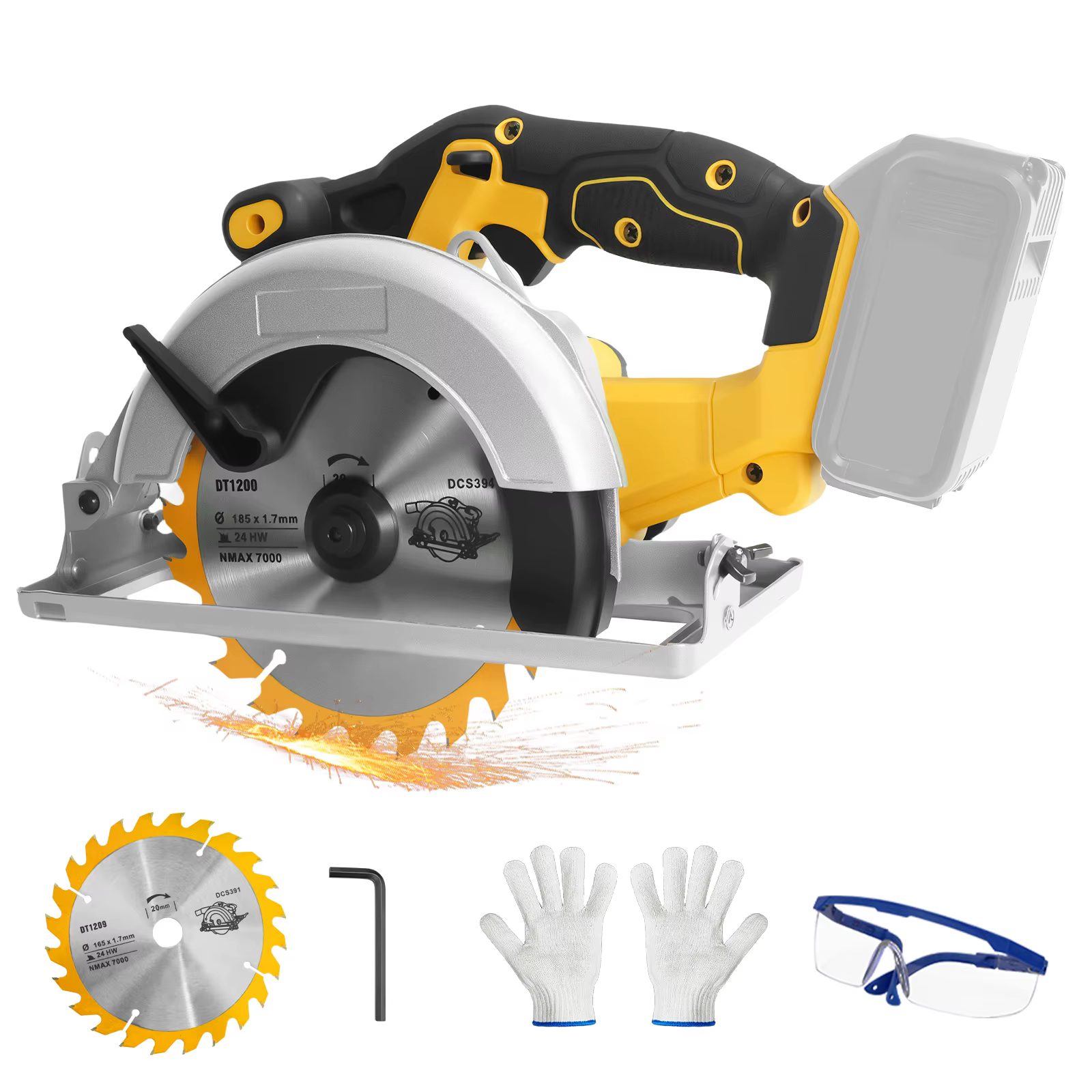 Scie circulaire électrique sans fil 6,5 pouces 1000W, scie à bois portative sans fil pour le travail