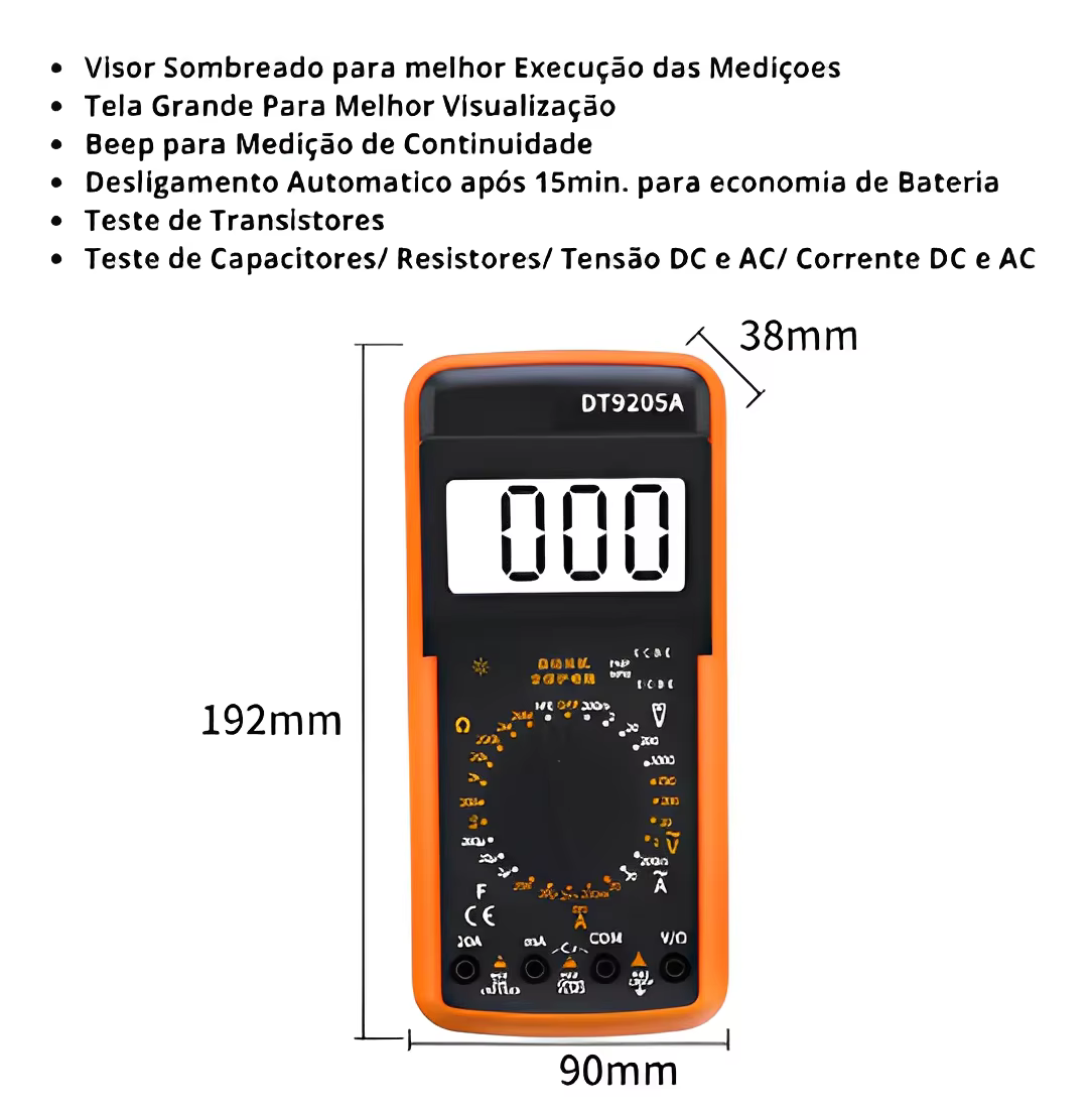 Multimètre numérique portable professionnel C/capimètre E Beep Bateria Cabo TesteMediction Display -
