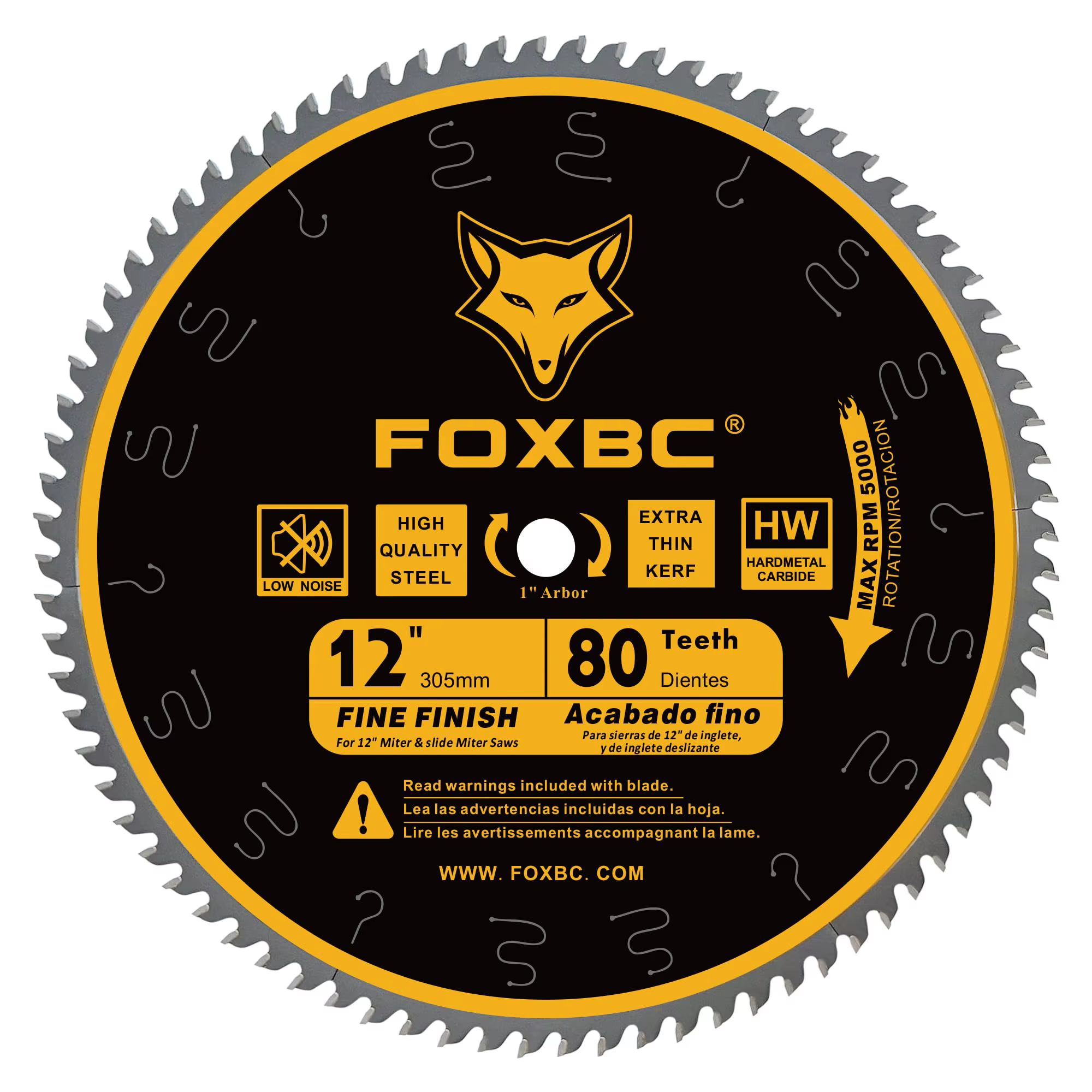 FOXBC 305mm lame de scie circulaire 80 dents coupe transversale 12 pouces lame de scie à onglet avec