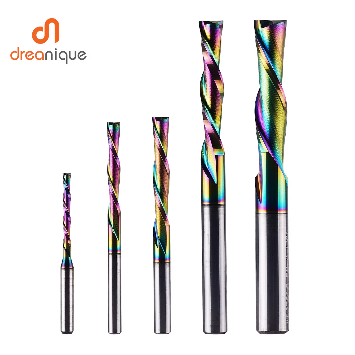 Dreanique 1pc DLC revêtement fraise en carbure monobloc 3.1 4 6 8 6.35mm 2 cannelures spirale routeu