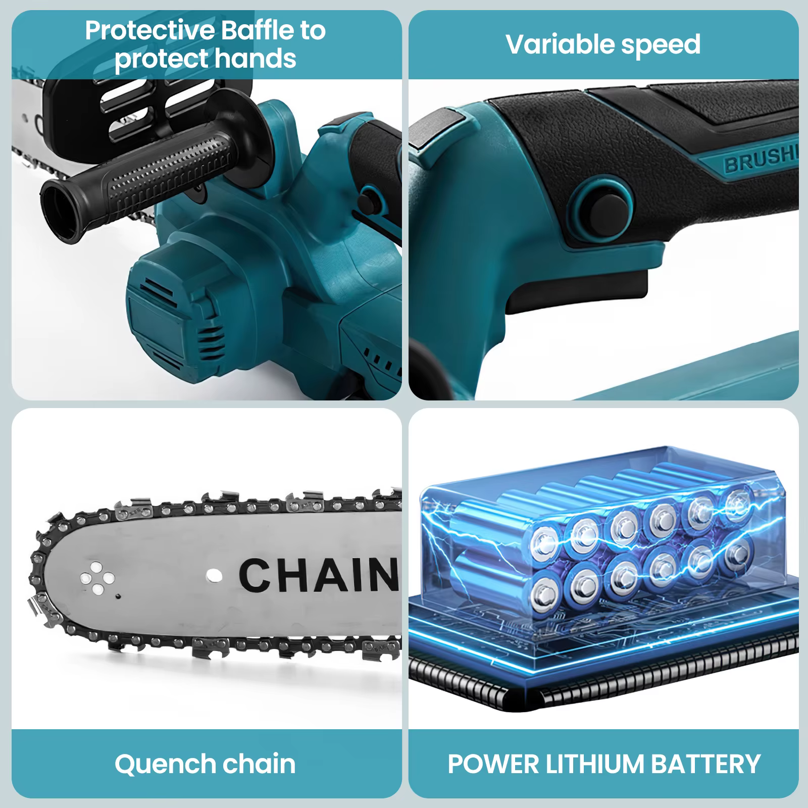 1500W Brushless 12Inch Electric Chainsaw Cordless Pruning Woodworking Power Tool Handheld Garden Cut