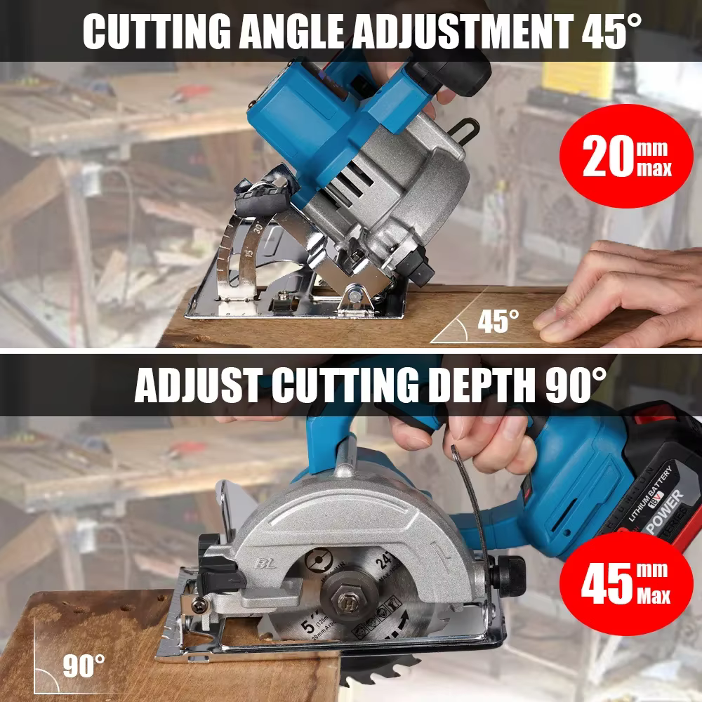 Scie circulaire sans fil sans balais de 5 pouces | Outil de coupe portatif pour le travail du bois