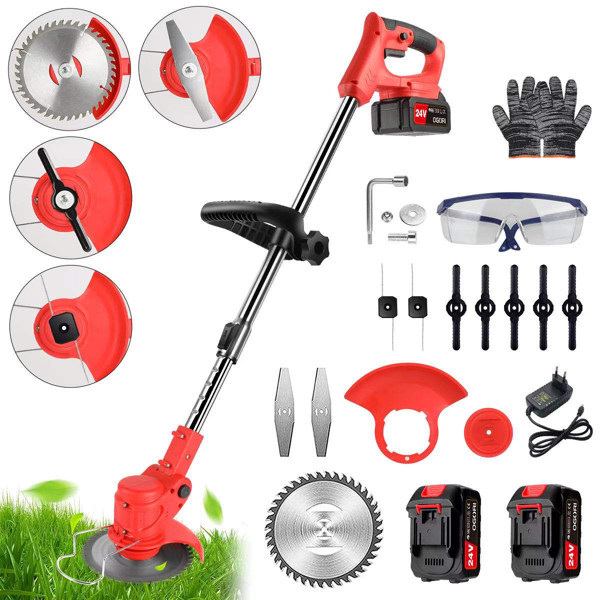 Cordless Lawn Mower Brushless Motor Electric Grass Trimmer Adjustable Length Angle Telescopic Prunin
