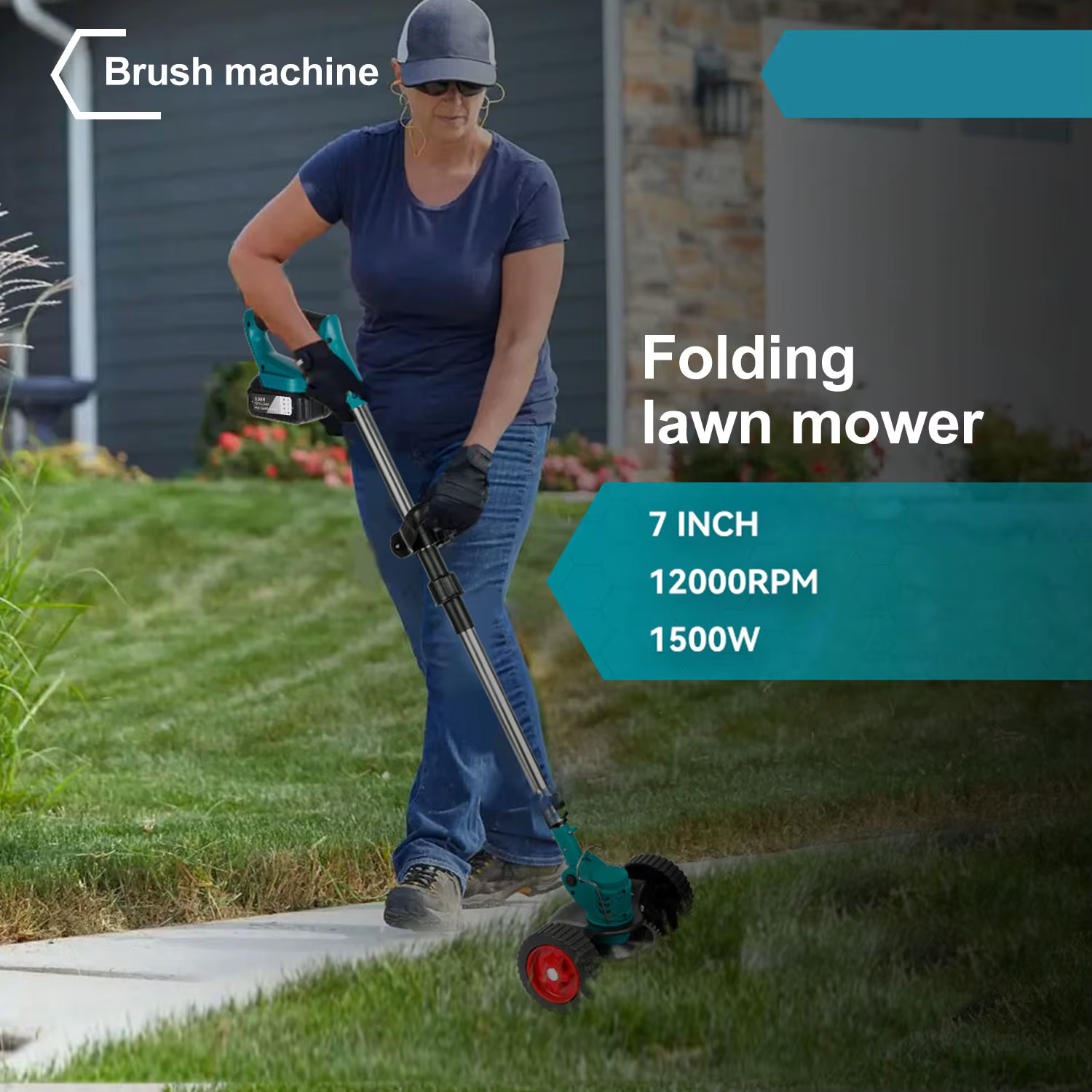 Makita – tondeuse à gazon électrique pliable et réglable, longueur 100-135cm, coupe-herbe de jardin