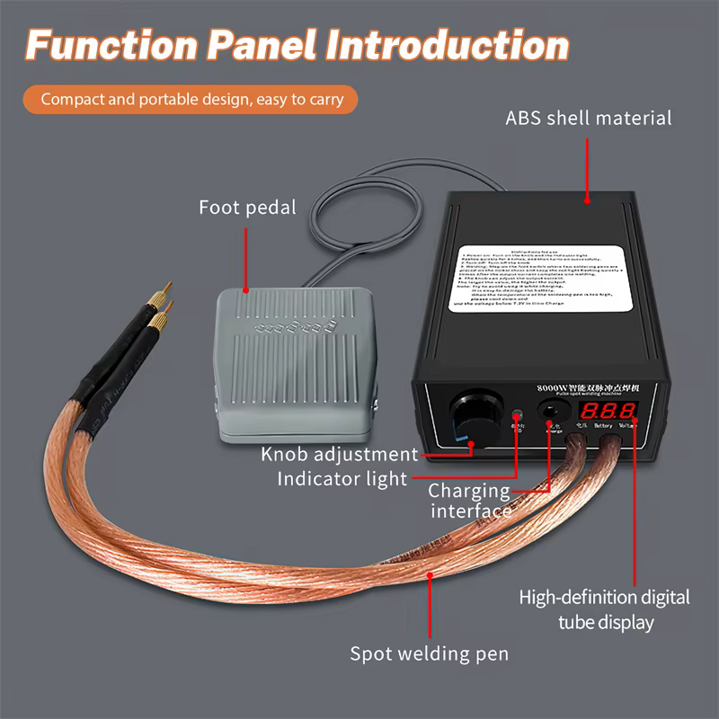 Soudeuse par points portative haute puissance 8000W, 1200A, soudeurs réglables pour batterie 18650