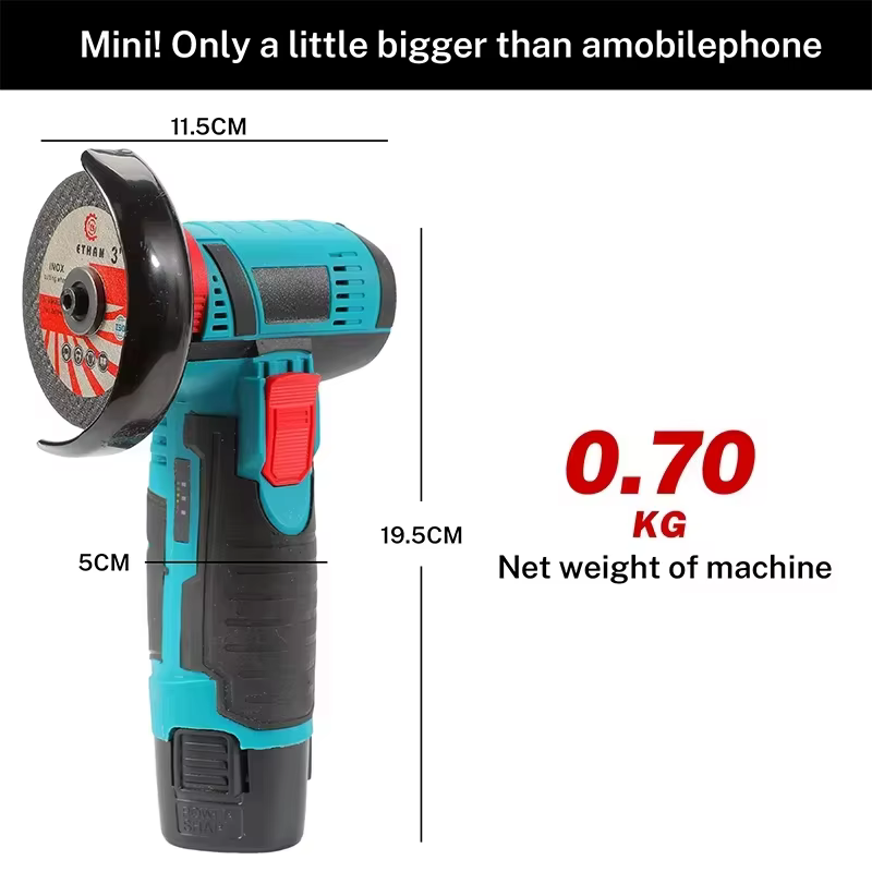 Kit de meuleuse d'angle sans fil 12V, batterie au Lithium Rechargeable 19500 tr/min, Mini machines-o