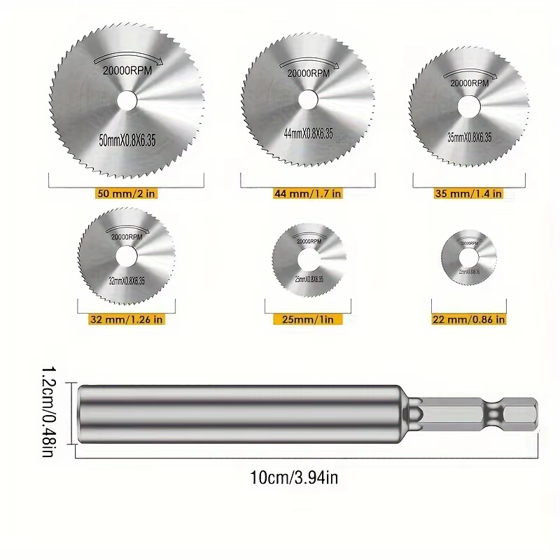 Convient aux roues de coupe en acier rapide à tige hexagonale 1/4, avec 5 têtes de lame fine remplaç