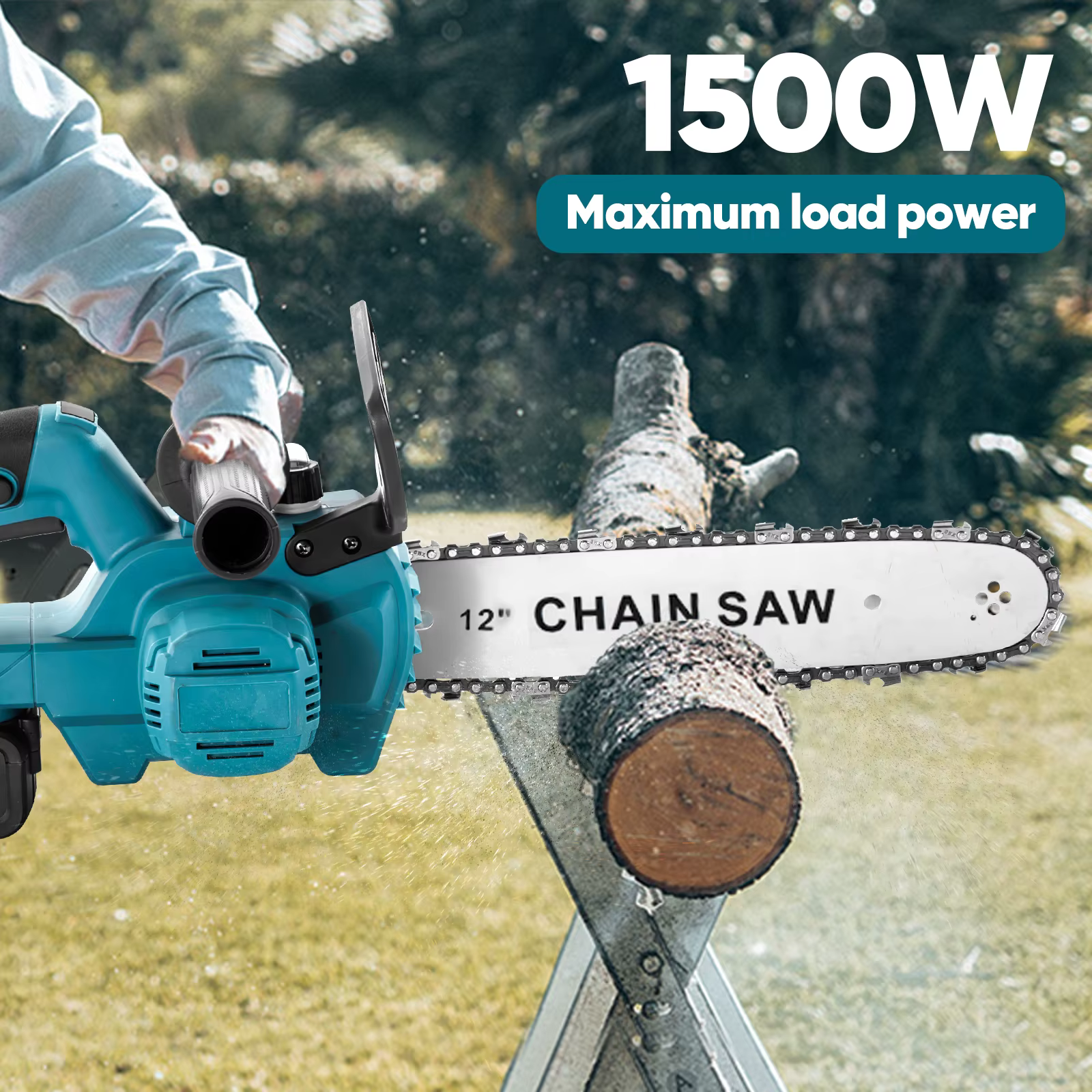 1500W Brushless 12Inch Electric Chainsaw Cordless Pruning Woodworking Power Tool Handheld Garden Cut