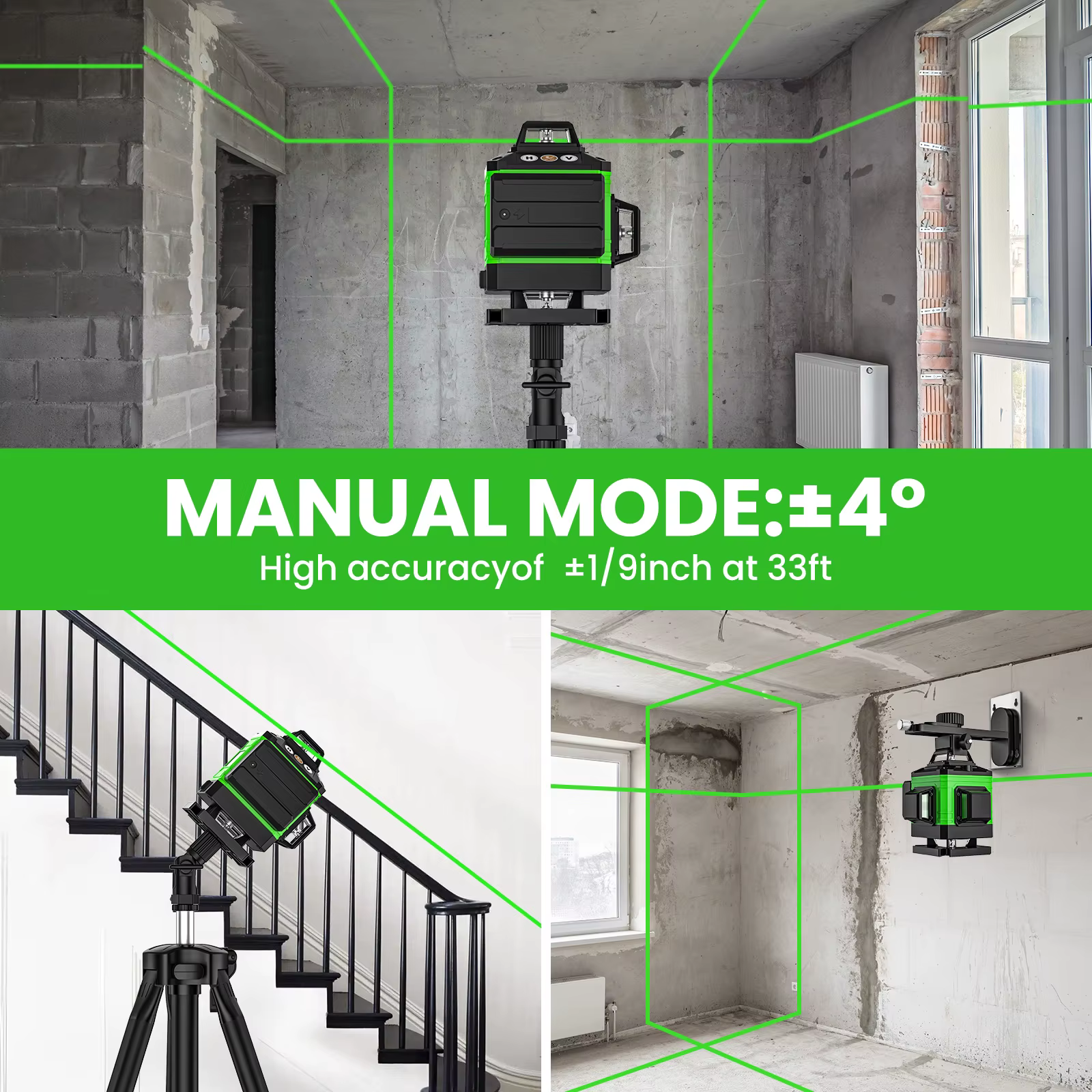Niveau laser auto-nivelant 16 lignes 4D avec base magnétique, 360 ° Giroir, pour la rénovation de