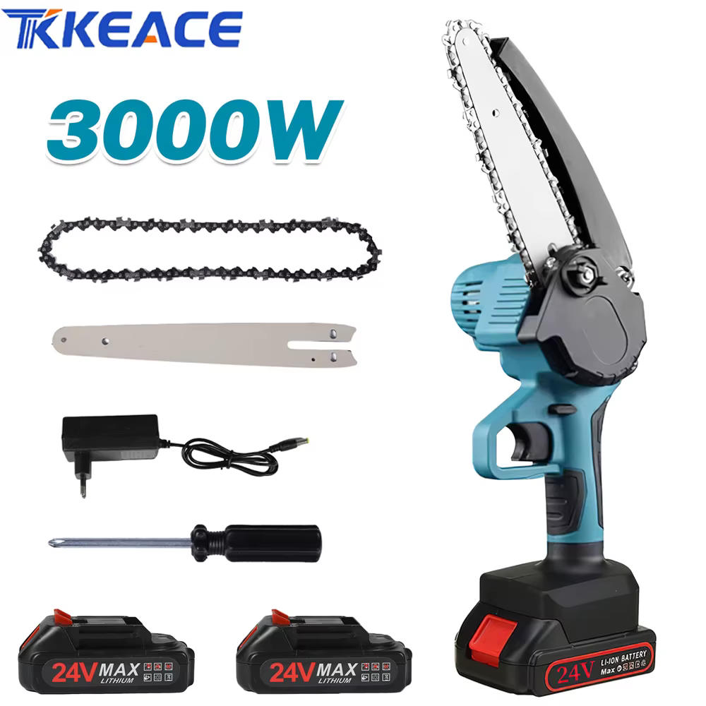Mini tronçonneuse TKKEACE 6 pouces avec 2 batteries 21V, tronçonneuse électrique puissante et portab