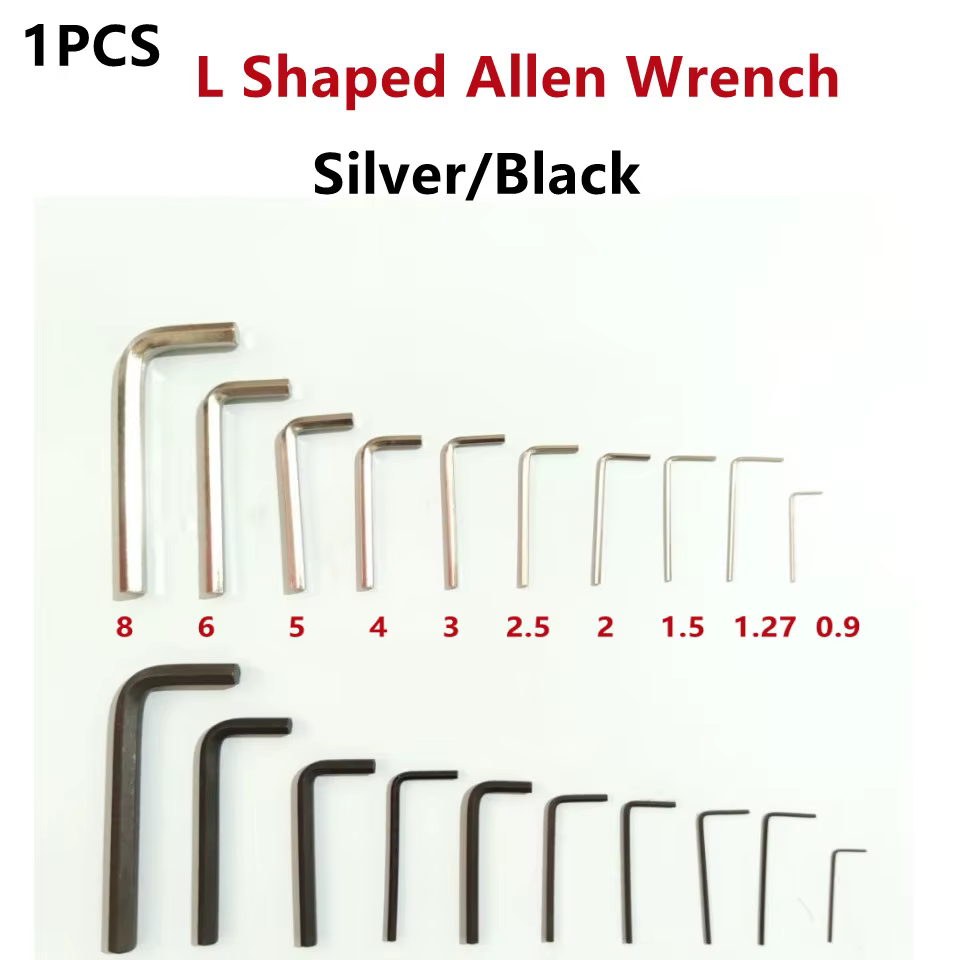 1 pièces clé Allen en forme de L argent noir clé hexagonale clé Allen 0.9mm 1.27mm 1.5mm 2mm 2.5mm 3