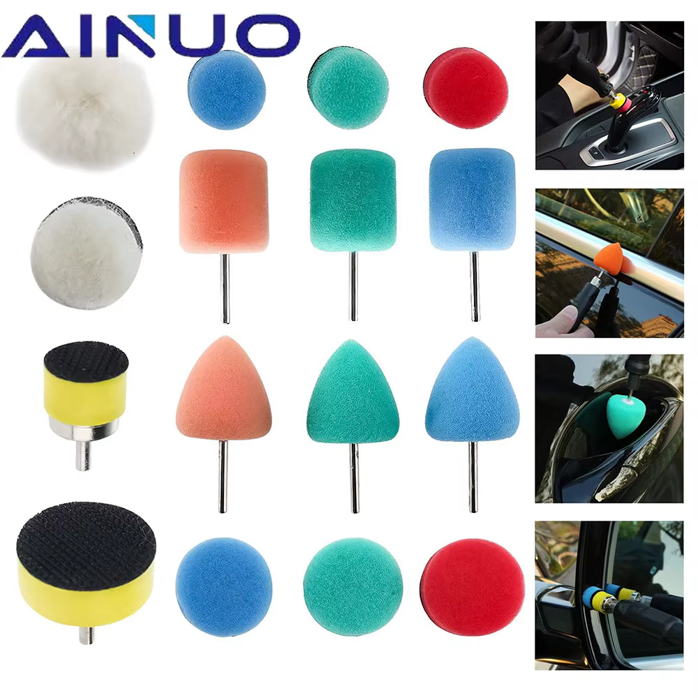22 pièces polissage cire polissage éponge tampons Kit ensemble moyeu de roue de voiture vernis tige 