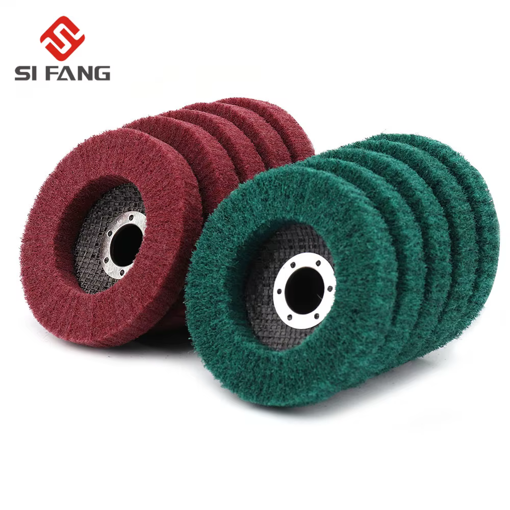 Roue de polissage à lamelles en Fiber de Nylon de 125mm, disque de meulage Non tissé pour meuleuse d