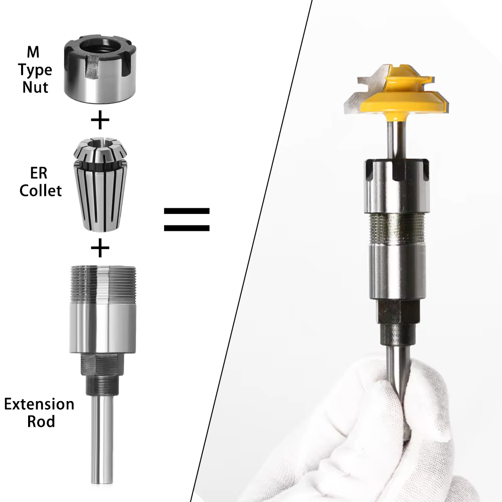 1/4 "8mm 1/2" tige ER routeur Bit tige d'extension pince Machine de gravure Extension fraise pour le