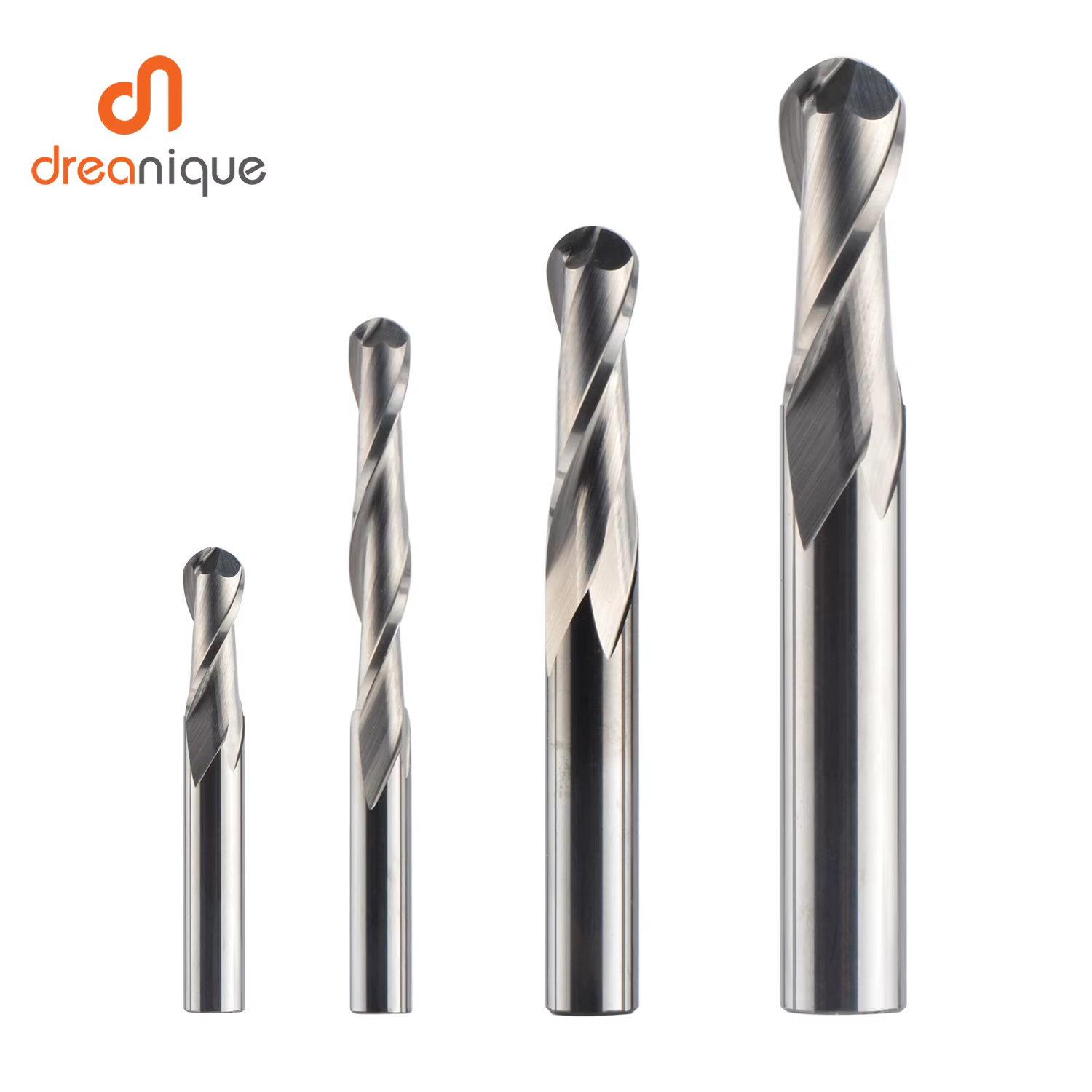 Dreanique 1pc fraise à bout sphérique en carbure 2 cannelures R0.5-R4.0 fraise en bout pour bois et