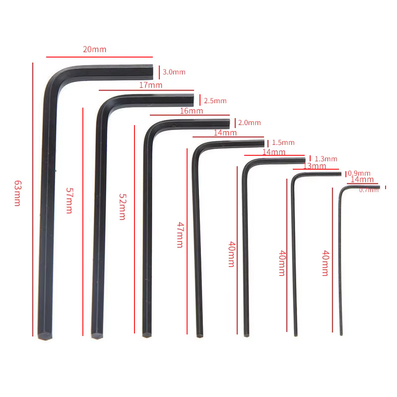 7 pièces 0.7/0.9/1.3/1.5/2/2.5/3mm clé Allen hexagonale ensemble d'outils outils de réparation de vé