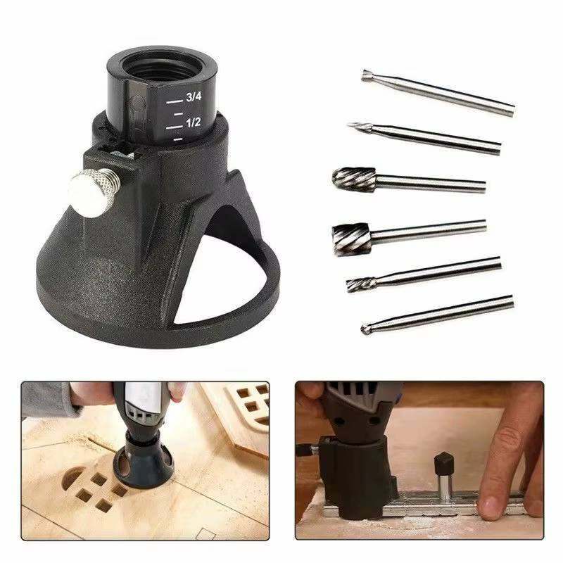 Guide de coupe multi-outils rotatifs Dremel, jeu de forets de routeur HSS, Kit de fixation 11 pièces