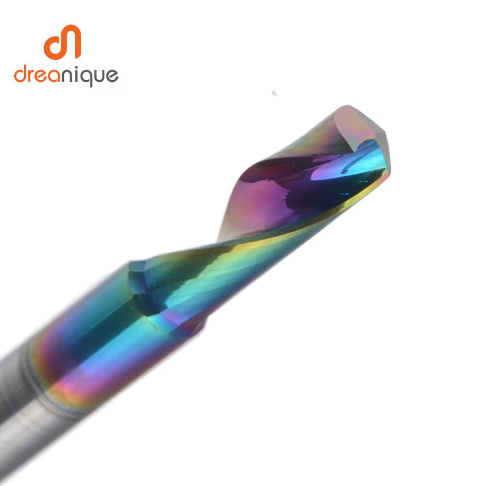 Dreanique 1 pièce 3.175 4 6 8mm CNC fraise en alliage de carbure monotrou, fraise à revêtement DLC p