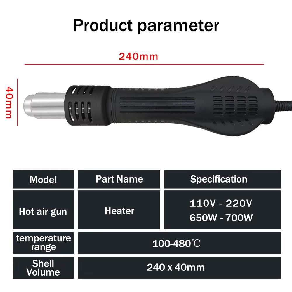 Station de soudage avec pistolet à air chaud 8858, sèche-cheveux numérique à LED pour soudage, outil