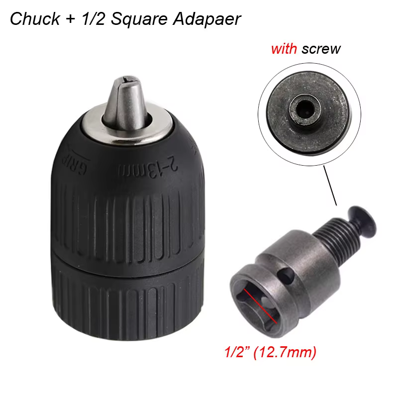 Mandrin de perçage sans clé, convertisseur 2-13mm, filetage 1/2 "-20UNF, adaptateur à changement rap