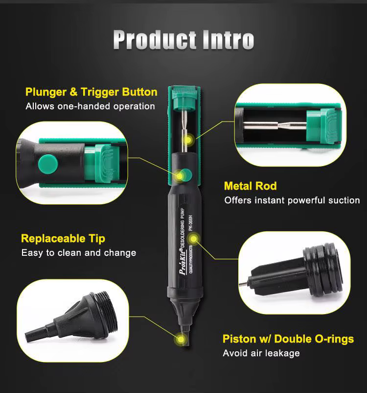 Original Pro'skit Proskit 8PK-366N-G ventouse pistolet à souder fer stylo outil à main pompe d'aspir