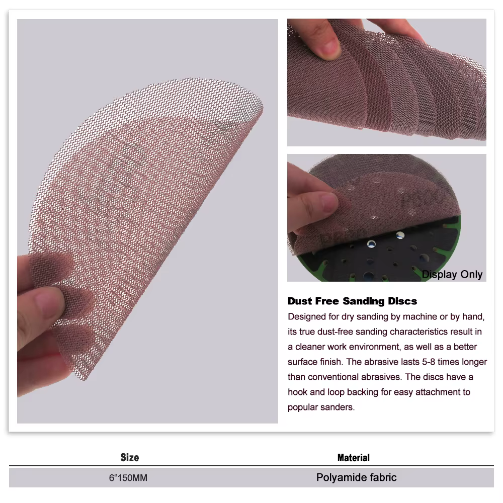 Disques de ponçage en filet Anti-poussière, grain 80 – 600, 6 pouces, grain 150mm, crochet et boucle