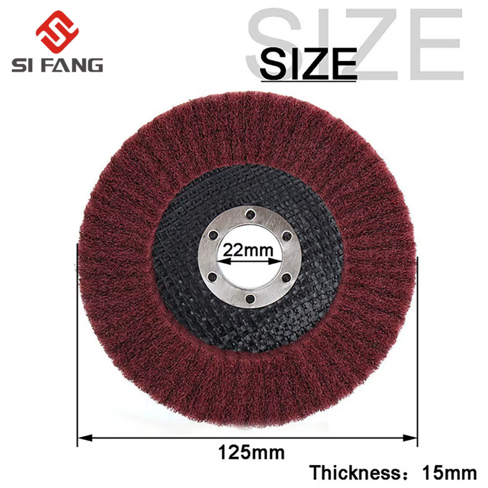 Roue de polissage à lamelles en Fiber de Nylon de 125mm, disque de meulage Non tissé pour meuleuse d