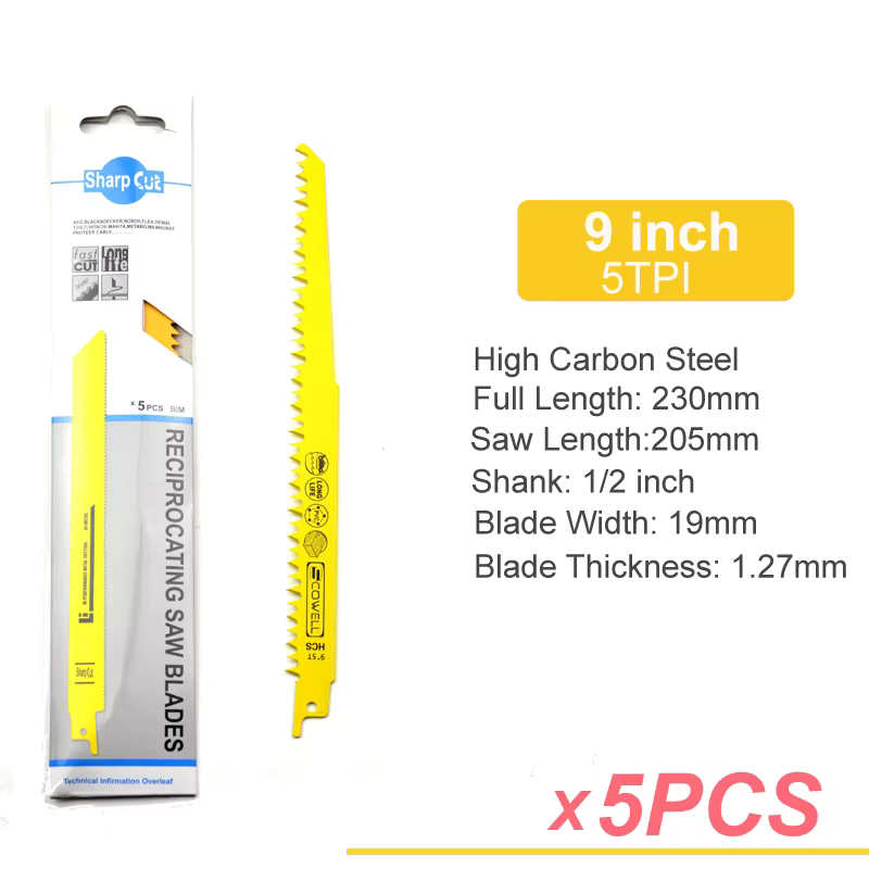 SCOWELL 9 "pouces 5TPI lames de scie sabre alternative, tige universelle pour couper des palettes de