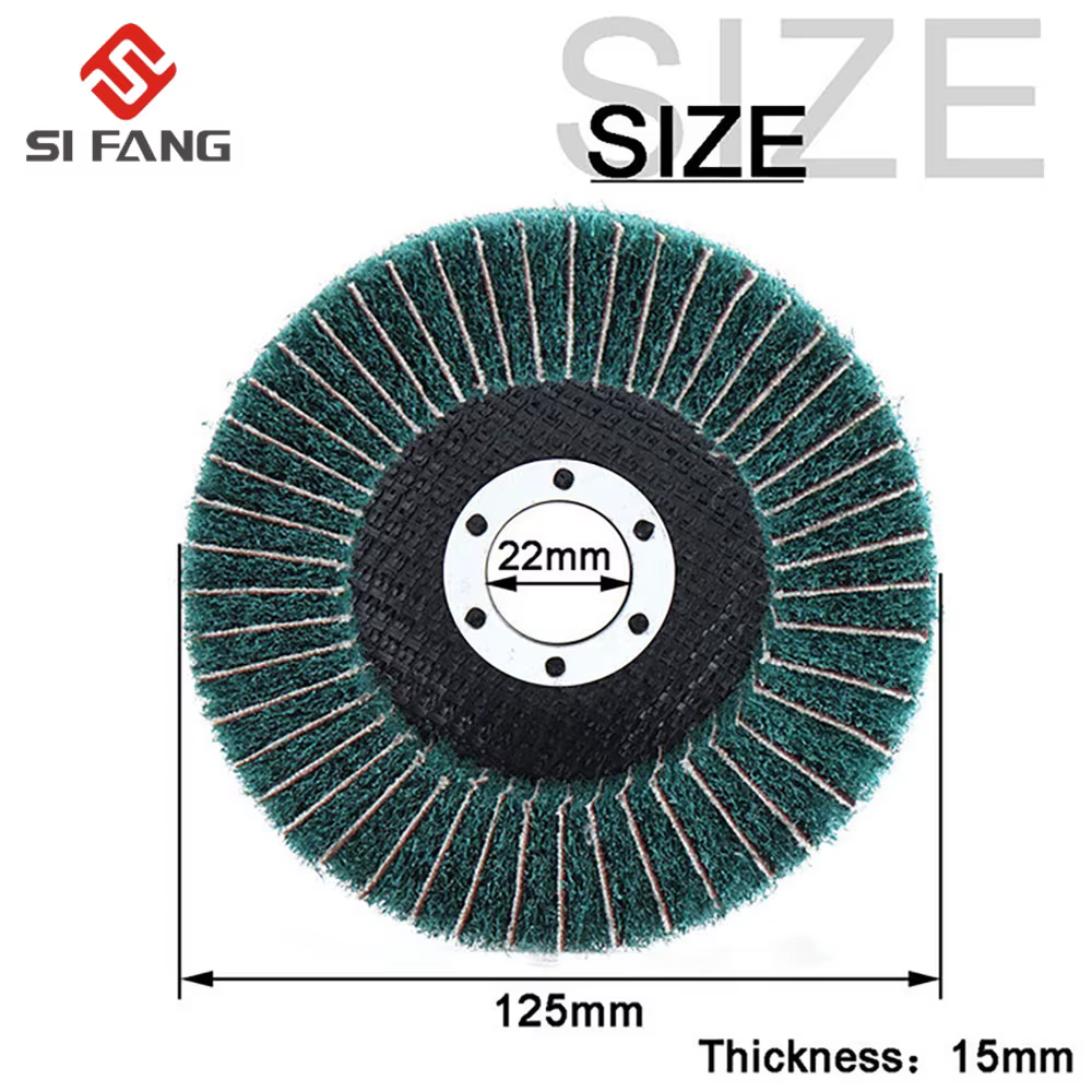 Roue de polissage à lamelles en Fiber de Nylon de 125mm, disque de meulage Non tissé pour meuleuse d
