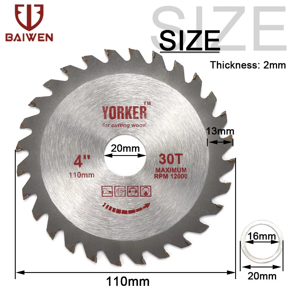 Lame de scie circulaire 110mm/115mm/125mm, disques de coupe du bois, roues de coupe en alliage, outi