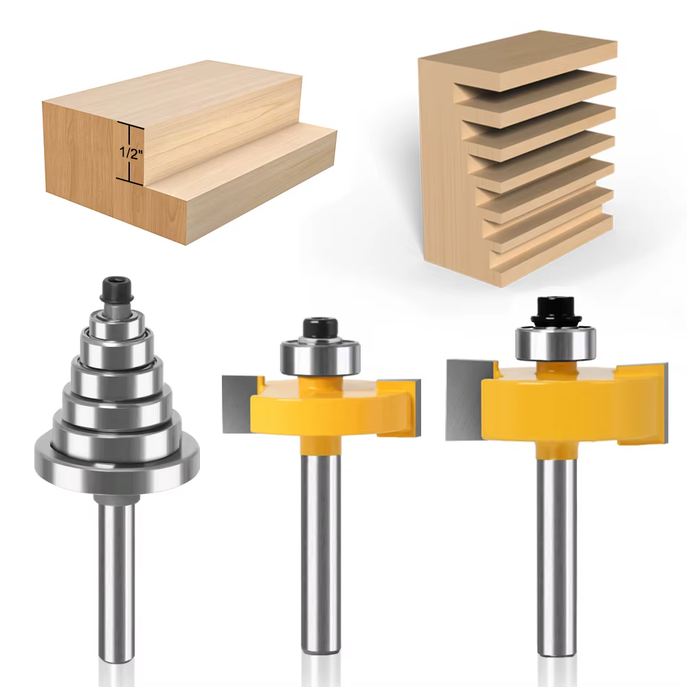 Mèche de routeur à tige de 6, 8, 12mm avec jeu de 6 roulements-1/2 "H - 1/4" coupe-bois à tige coupe