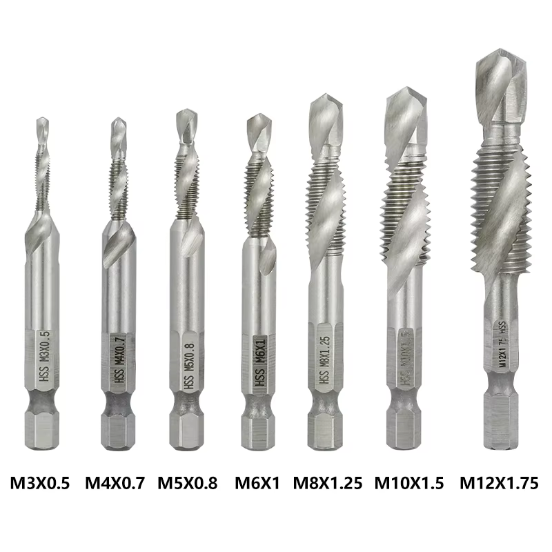 XCAN – taraud métrique à tige hexagonale, robinet composé et perceuse, flûte en spirale, filetage HS