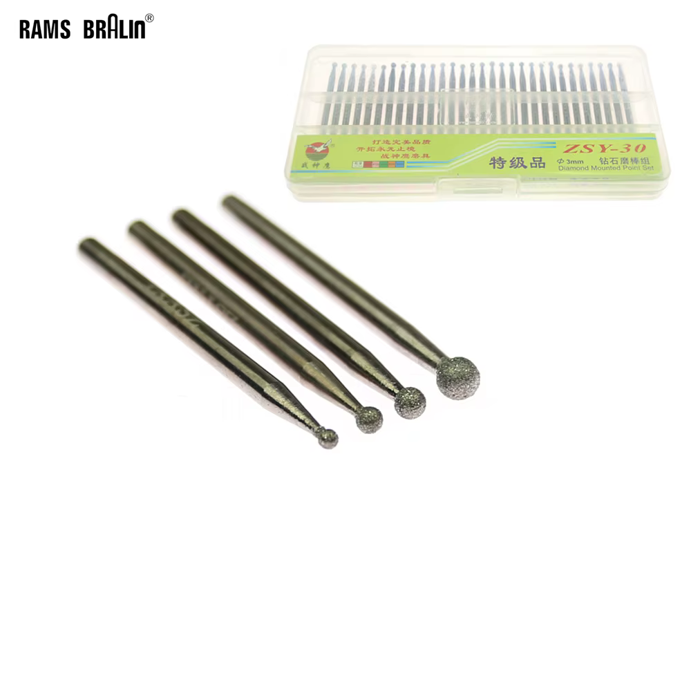 30 pièces/boîte Dia. Outils rotatifs de forage de tête de meulage de pointe montée en forme de boule