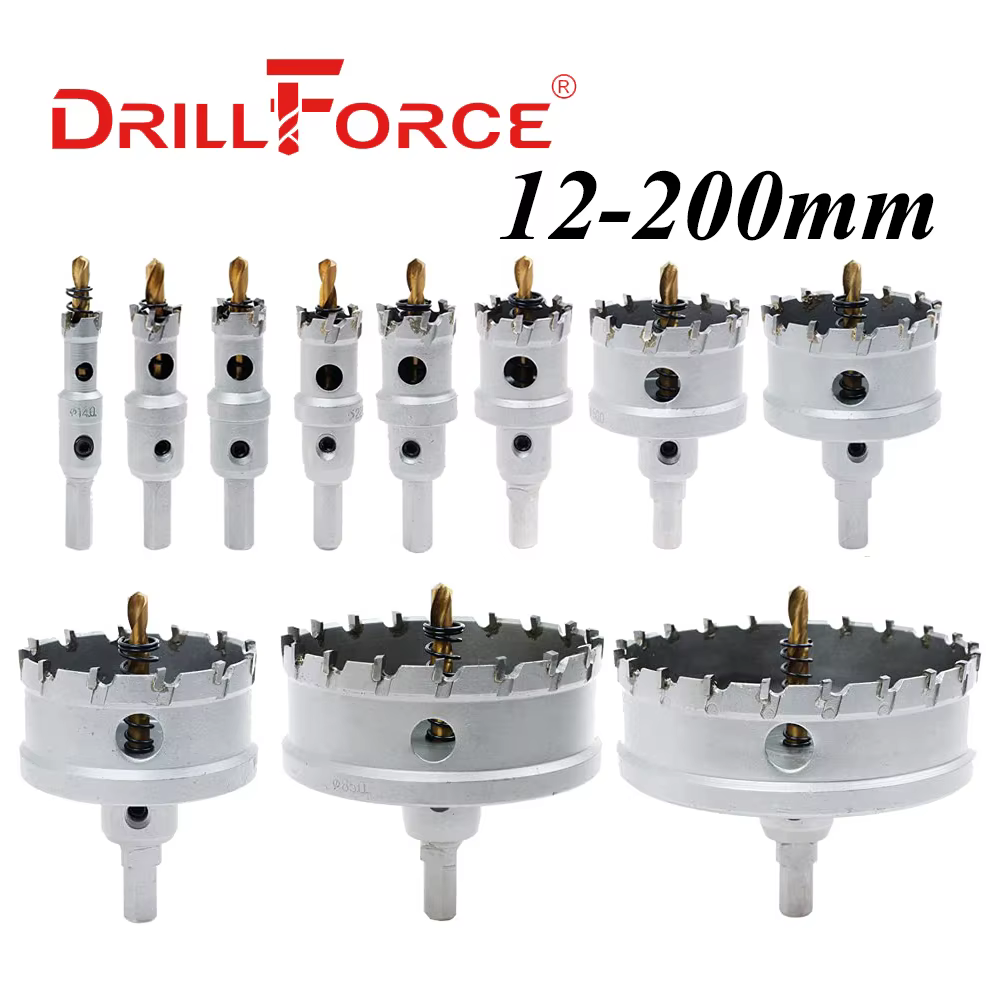 Drillforce 12-200mm TCT scie cloche forets alliage carbure Cobalt acier coupe plaque d'acier inoxyda