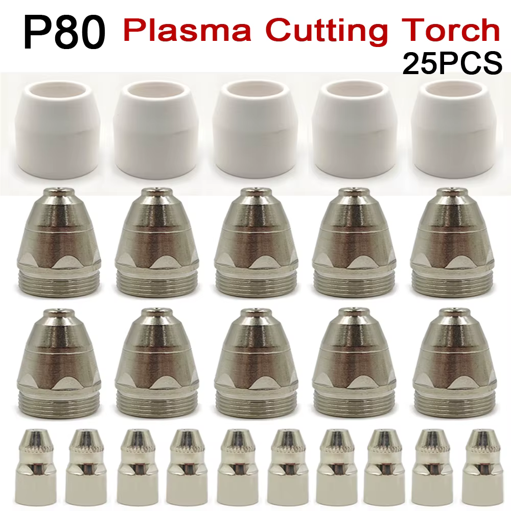 Bouclier de torche de soudage plasma P80, buse d'électrode de pointe, coupe consommable, CNC, 60A, 8