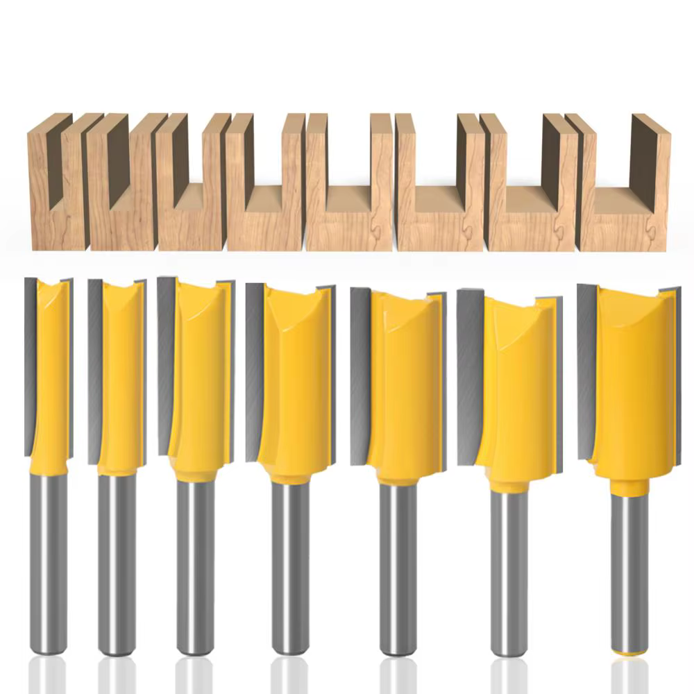 1/4 /6.35mm tige droite carbure de tungstène simple Double cannelure routeur fraise à bois pour le t