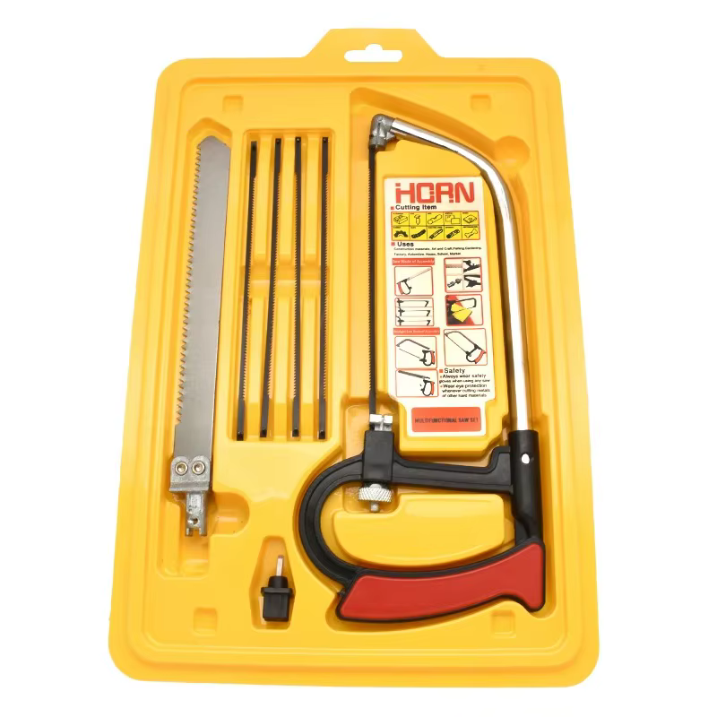 Scie multifonctionnelle 8-en-1, scie manuelle en acier pour le bricolage, kit de scie pour métal, bo