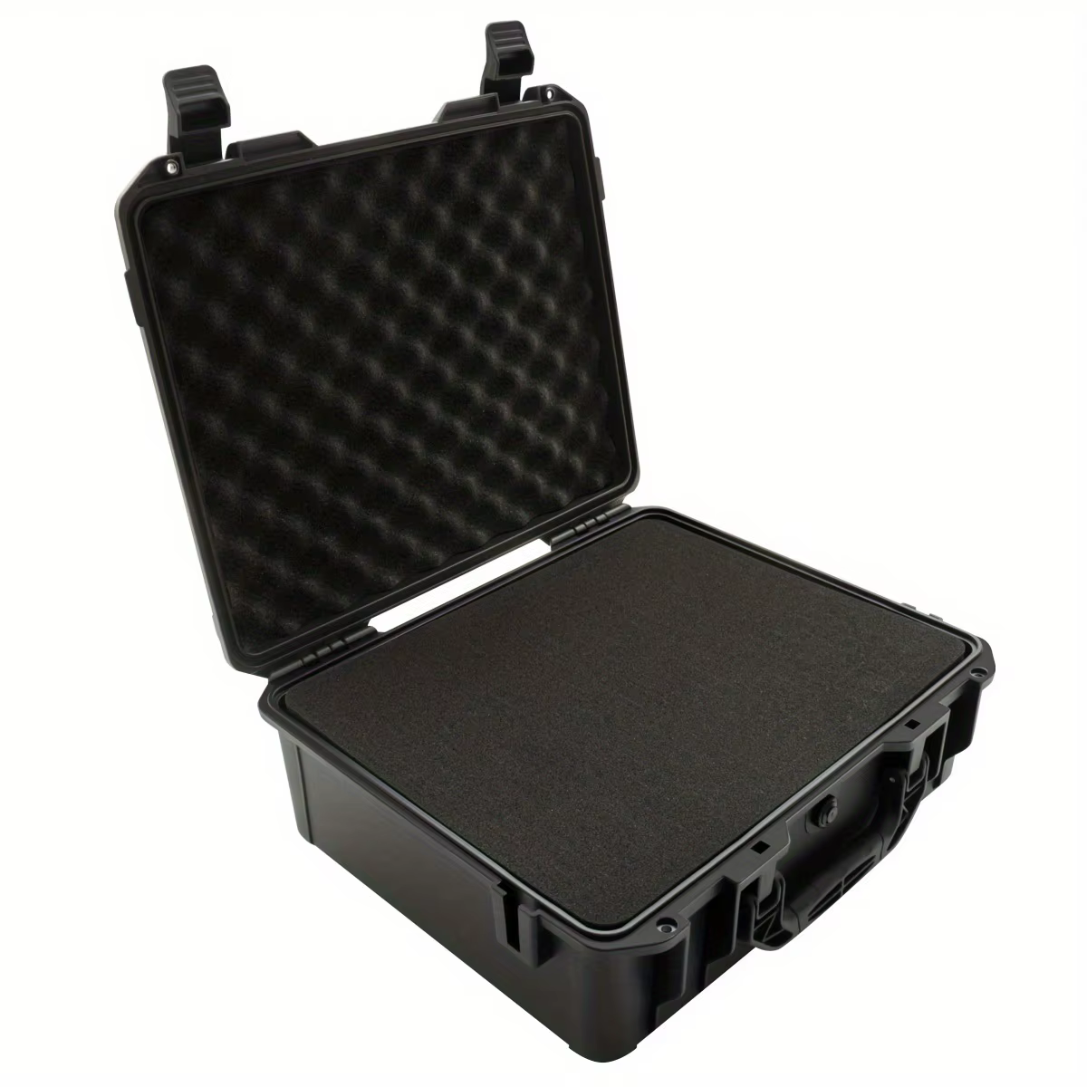 Valise noire étanche et durable pour appareil photo/outils, intérieur en mousse personnalisable, por