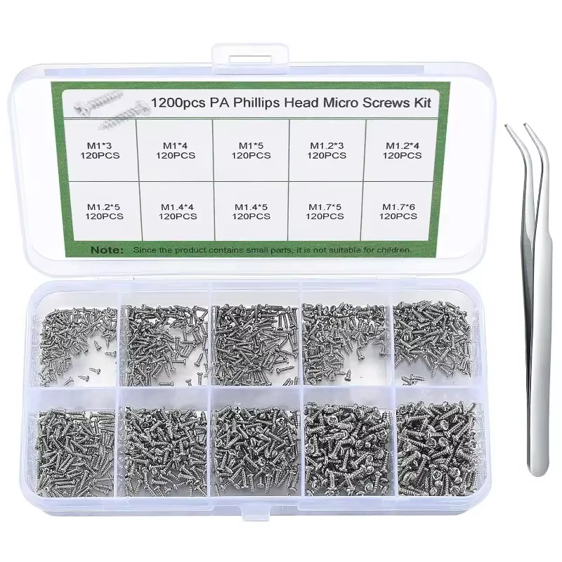 1200 pièces Mini kit de vis électroniques autotaraudeuses bricolage lunettes de soleil montre répara