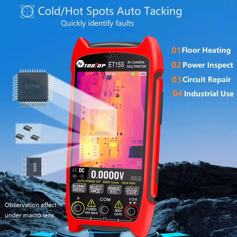 Multimètre thermique industriel TOOLTOP ET15S, 256×192 pour l'inspection des circuits imprimés