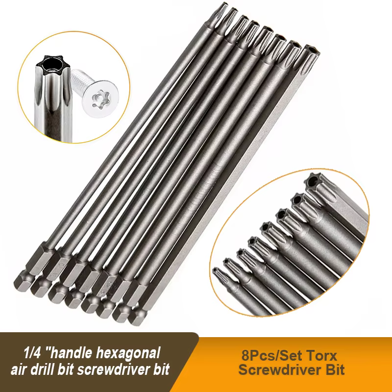Embout de tournevis Torx 1/4 en effet, tête de perceuse à vent hexagonale, vis enveloppante, étoile 