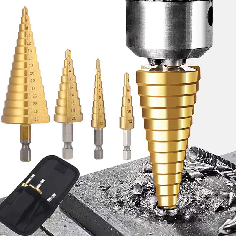 3 pièces 3-12mm 4-12mm 4-20mm HSS rainure droite étape foret ensemble titane enduit bois métal trou
