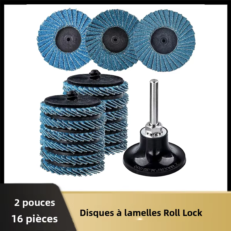 Disques à lamelles de verrouillage en rouleau de 2 pouces, 16 pièces, roues de meuleuse abrasive gra