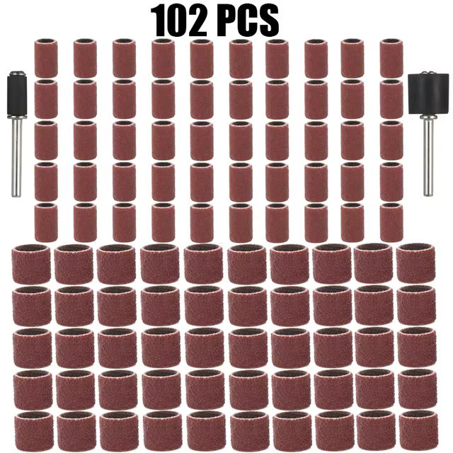 11/102 pièces Kit de tambour de ponçage grain # 80 # 120 # Bande de ponçage 180 pour manchons Dremel