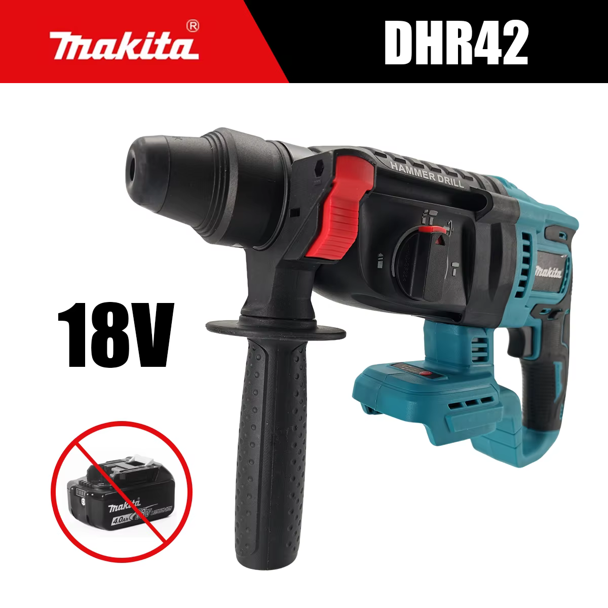 Makita DHR42 Perceuse à percussion rotative sans fil 26 mm 3200 IPM, marteau perforateur électrique 