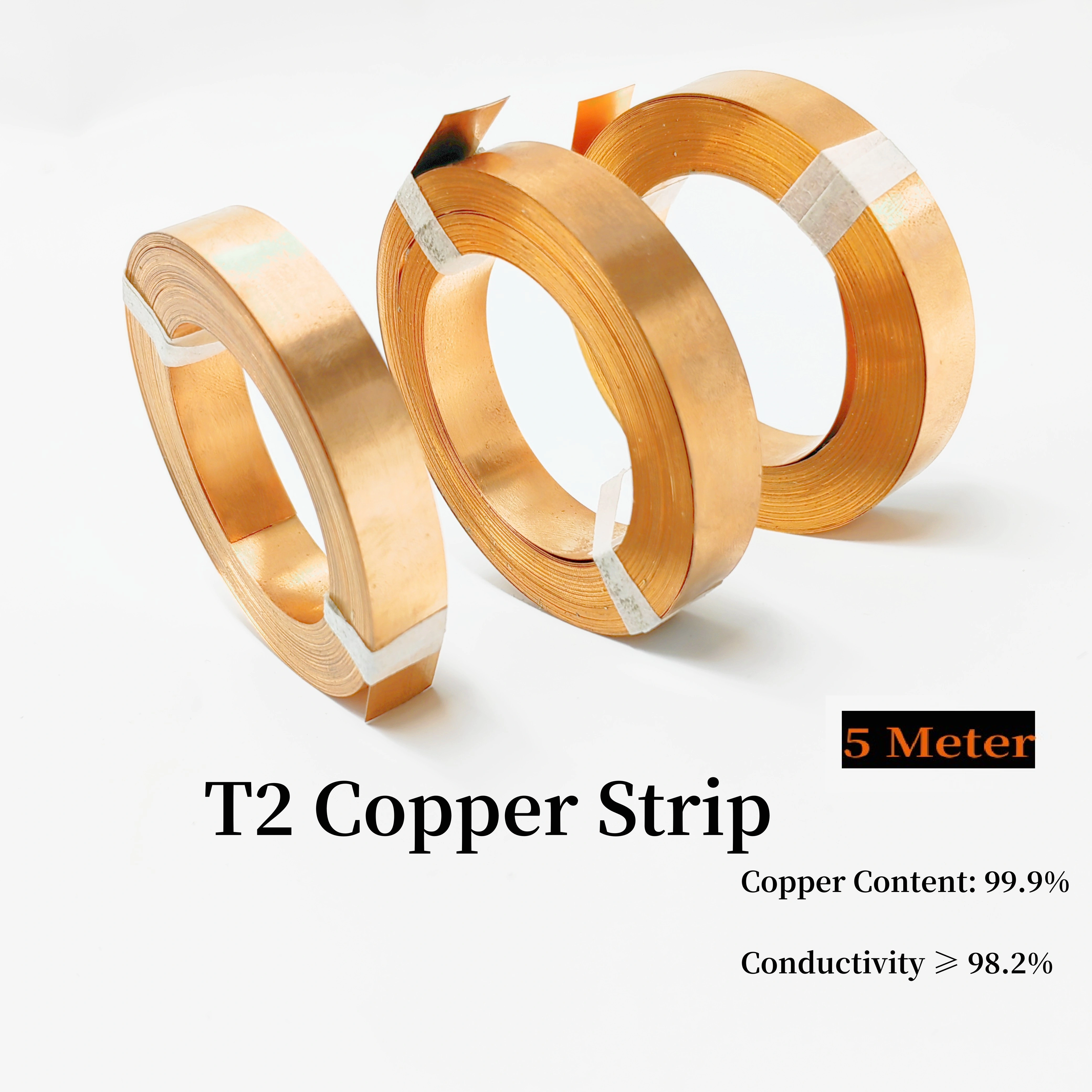 99.99% cuivre pur 5 mètres haute pureté T2 bande de cuivre sangle pour 18650 21700 connexion de batt