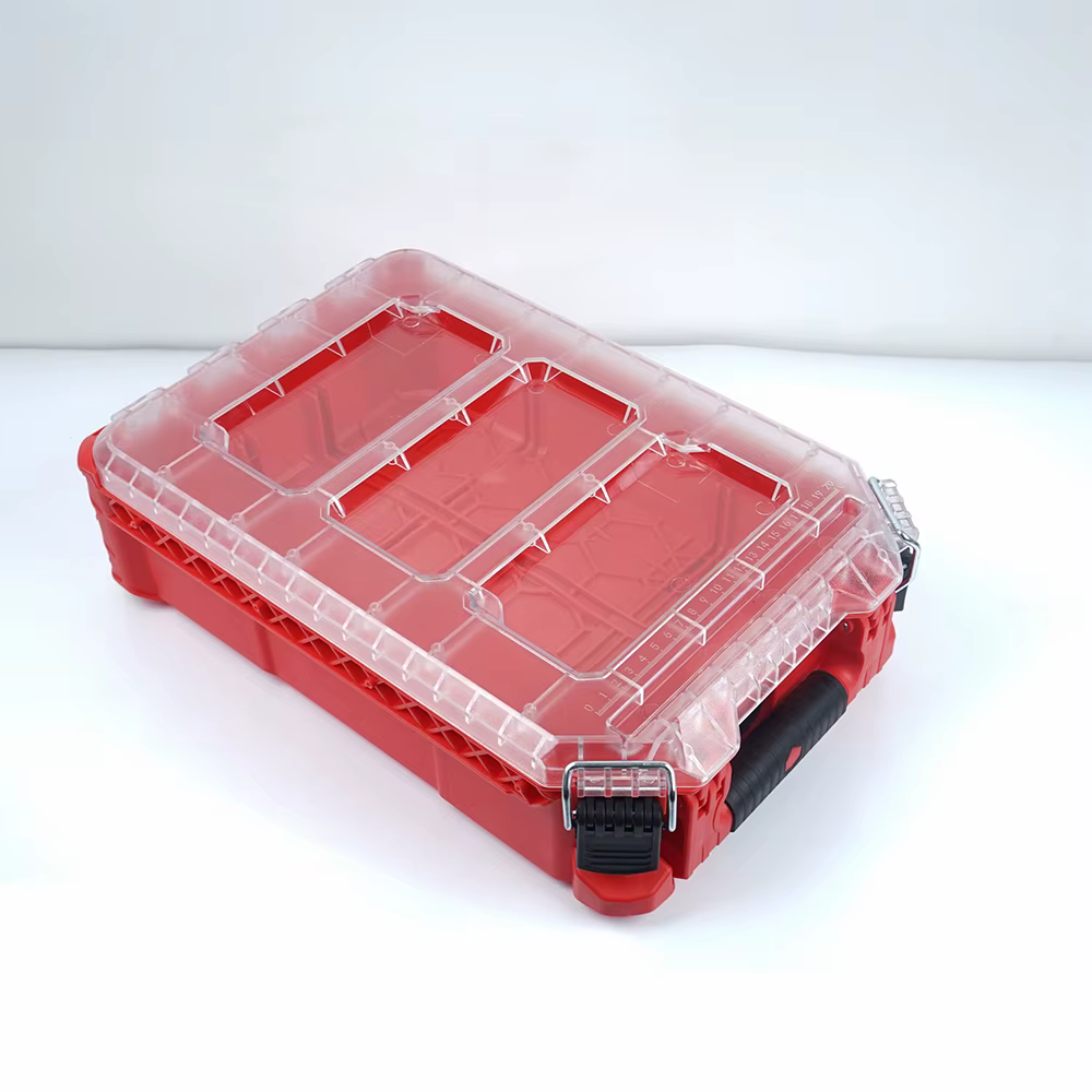 Boîte de rangement d'outils multifonctionnelle avec couvercle transparent, visibilité des outils int