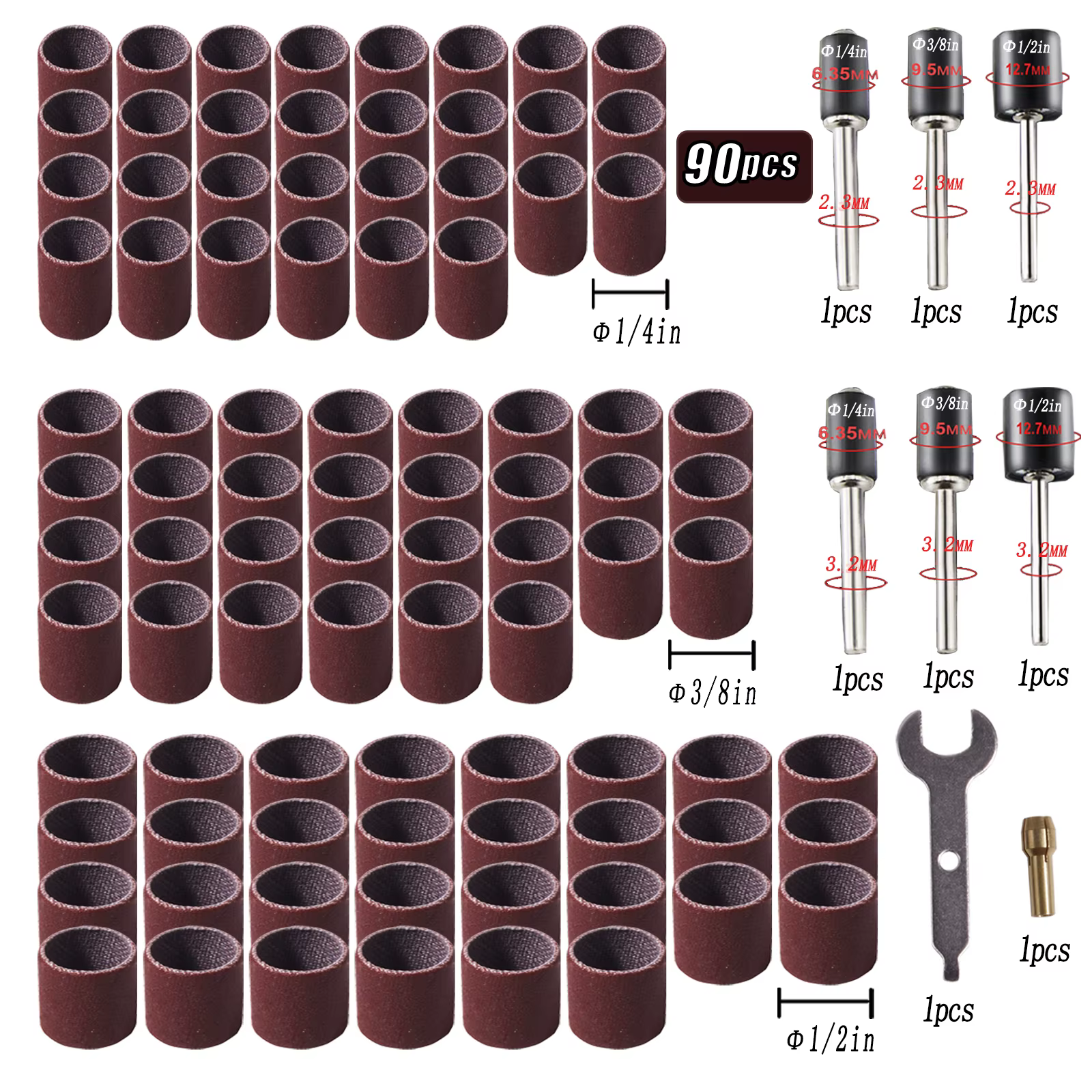 98 pièces outil rotatif ponçage tambours ponceurs bandes embouts Kit accessoires pour Dremel perceus