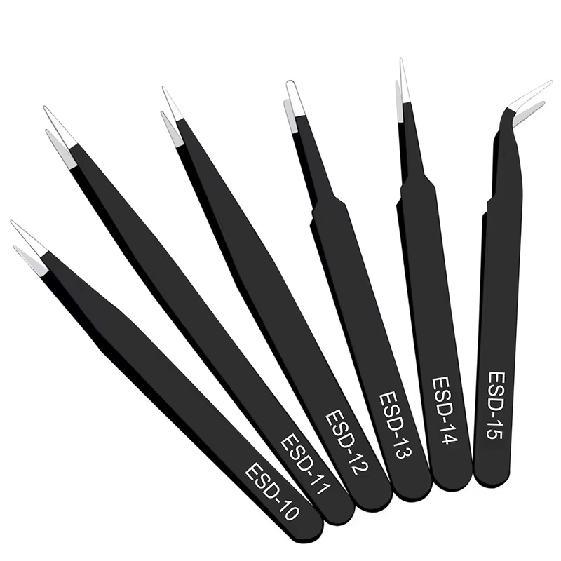 Ensemble de pincettes antistatiques en acier inoxydable, ensemble d'outils de réparation, ensemble d